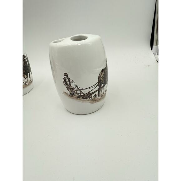 Clydesdale Plowhorse Farmer 4 Piece Bathroom Accessory Set Allure Vtg 2005 EUC - Picture 7 of 13